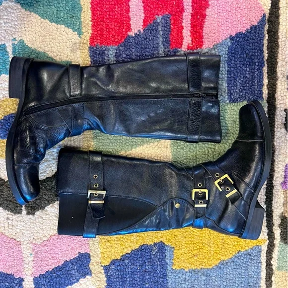 Miz Mooz Kailia Black Leather Boots Size 7 - Picture 2 of 9